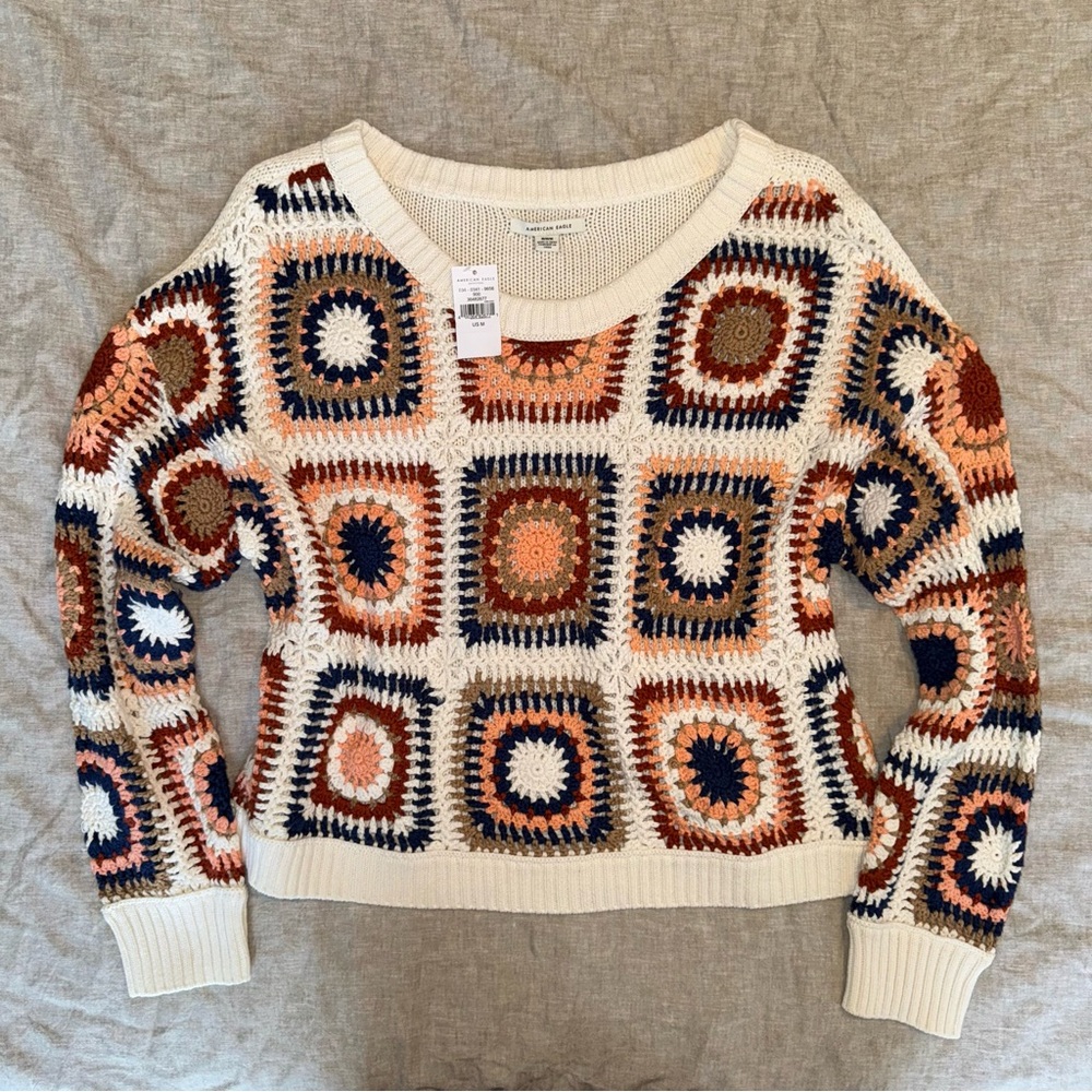 American Eagle - 100% Cotton - Crochet Sweater